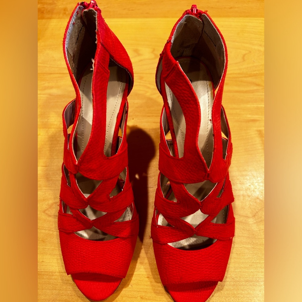 Style&co.Ursula Strappy Peep Toe Cutout High Heel Dress Sandal Coral Orange 8.5M